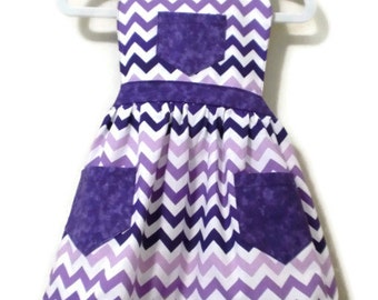 Chevron Apron, Children Apron, Toddler apron, Girl Apron, Purple Chevron Apron, Cooking Apron, Kids Apron, Little Girls Apron, Purple Apron