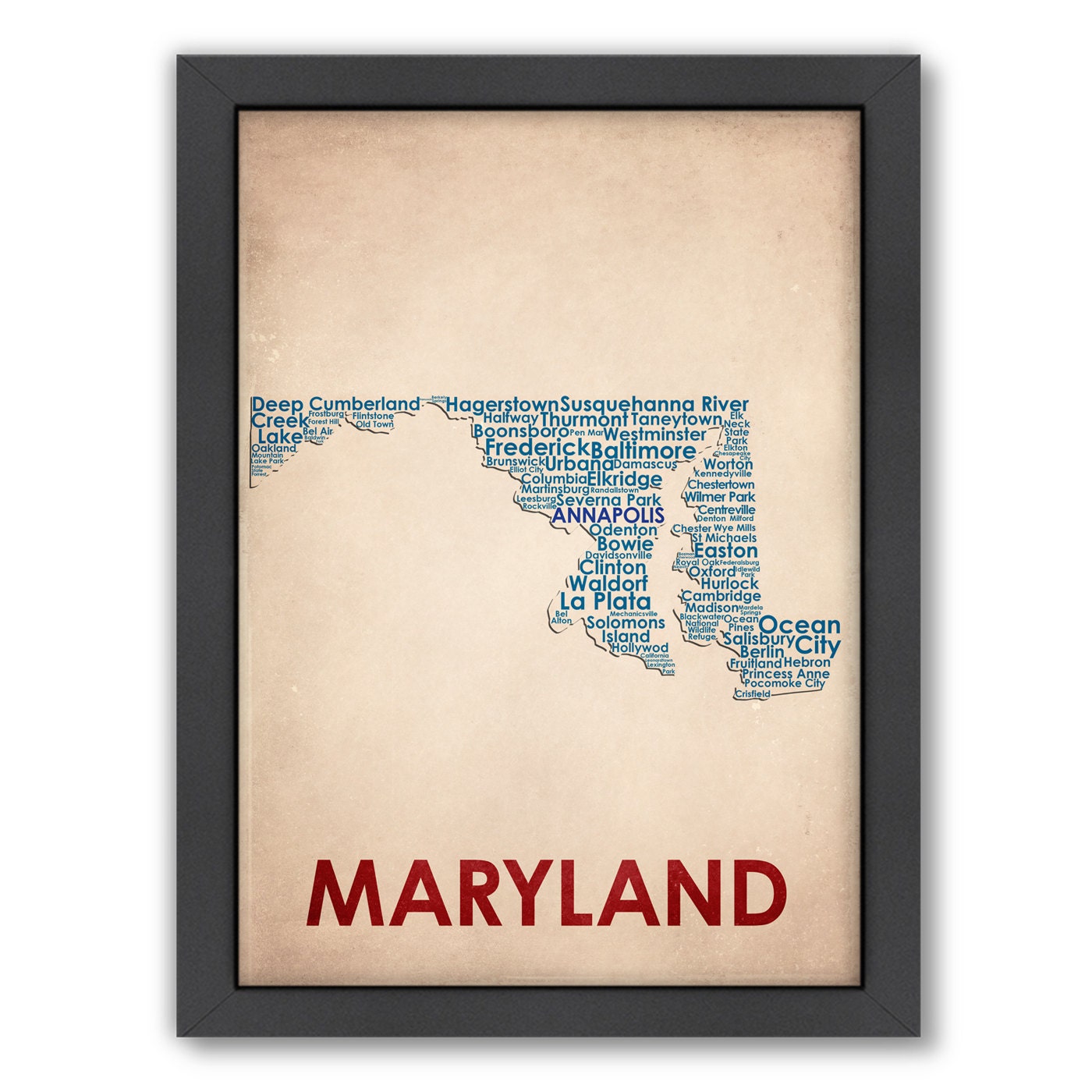 Maryland Word Map 100 Original Design from Flatiron Design