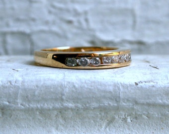 Vintage Channel 14K Yellow Gold Diamond Wedding Band - 0.30ct