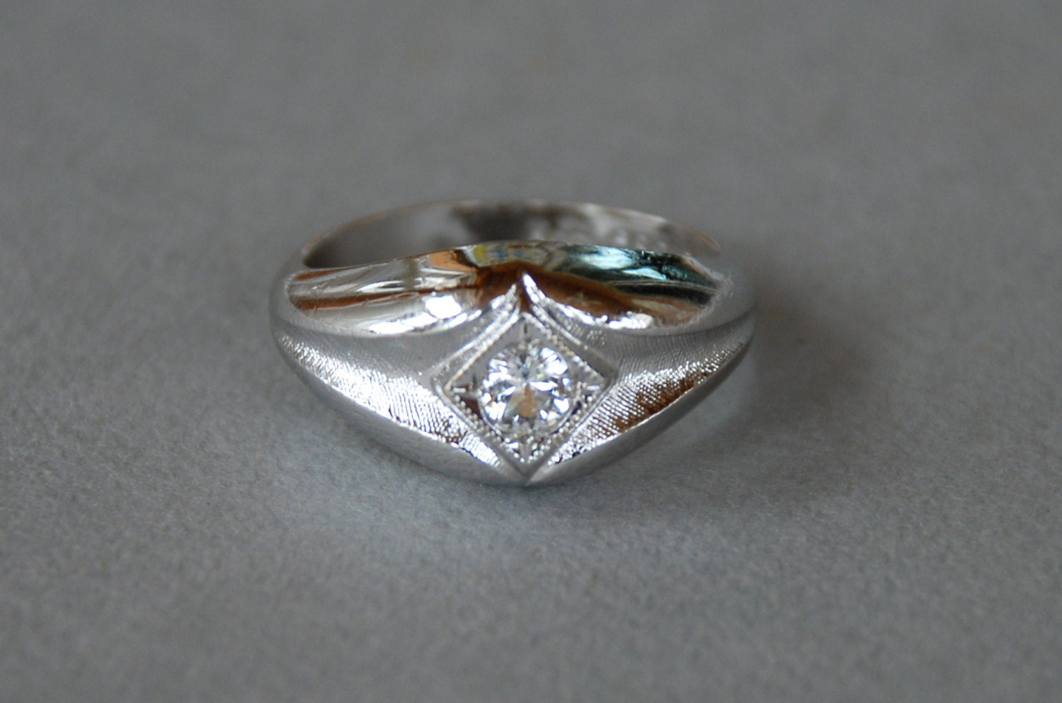 Karatclad+18+Kt+Hge Mens Uncas Ring Karatclad 18K HGE White Gold by BeckoningBeefyGems