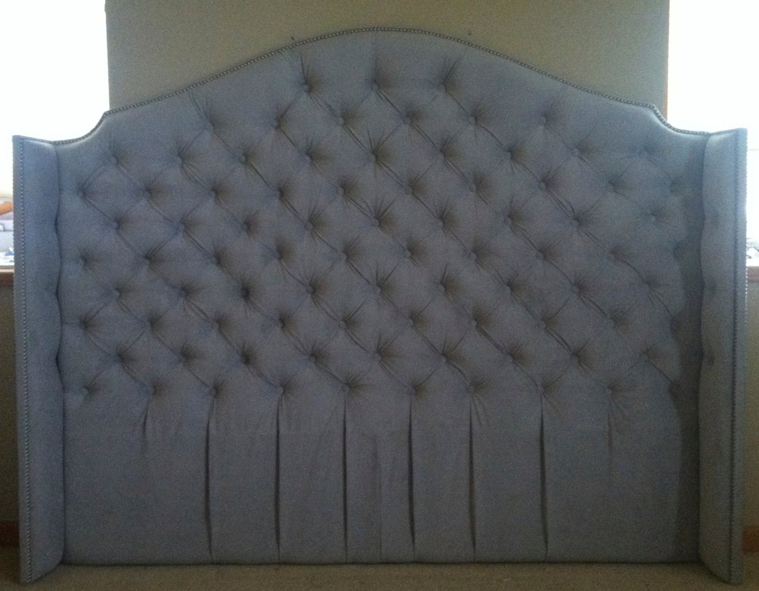 Diamond Tufted Velvet Wingback Headboard King Tall