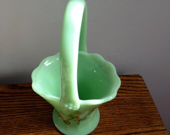 Jadeite Wedding Basket with Floral Design