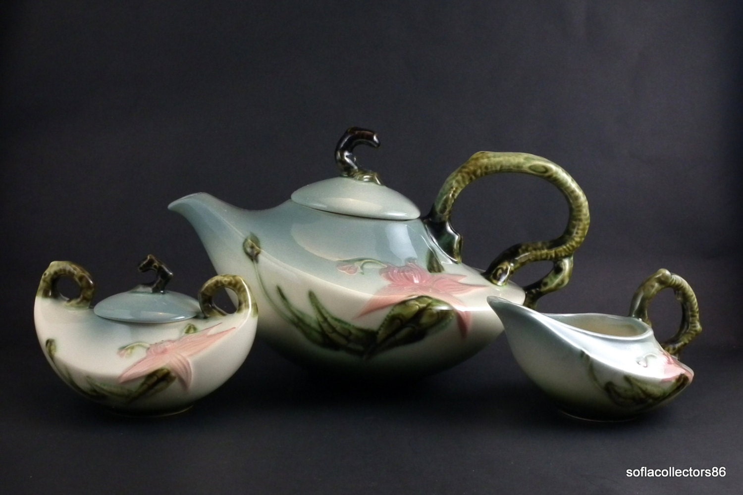 Hull Art Pottery Woodland Tea Set Teapot Cream and Sugar
