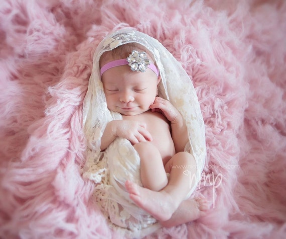 308 New baby velvet headbands 672 Velvet Jeweled Headband   pink crystal headband   newborn infant baby   