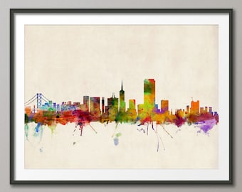 San Francisco Skyline, San Francisco California Cityscape Art Print (454)