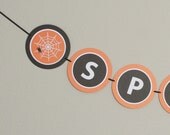 SPOOKY Halloween Banner Party Decoration Spider Web SPOOKY Orange Black Il_170x135