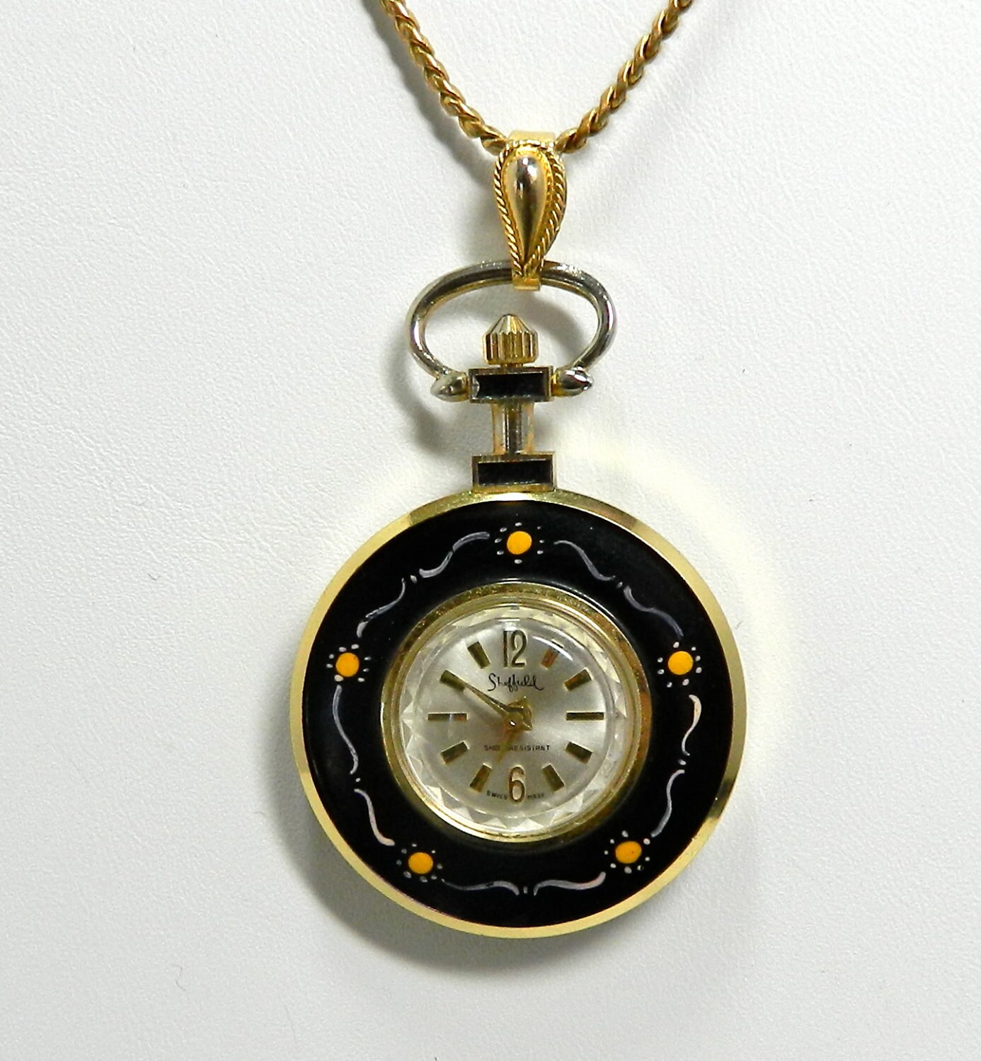 Vintage Sheffield watch pendant necklace clock by MabelsParlor