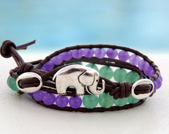 Double Luck for Double Trouble... Leather wrap bracelet... Beaded Double Wrap Bracelet. Original OceanBead Style.
