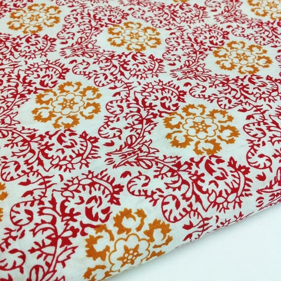 Soft Cotton Fabric Block Printed Cotton Fabric Red and