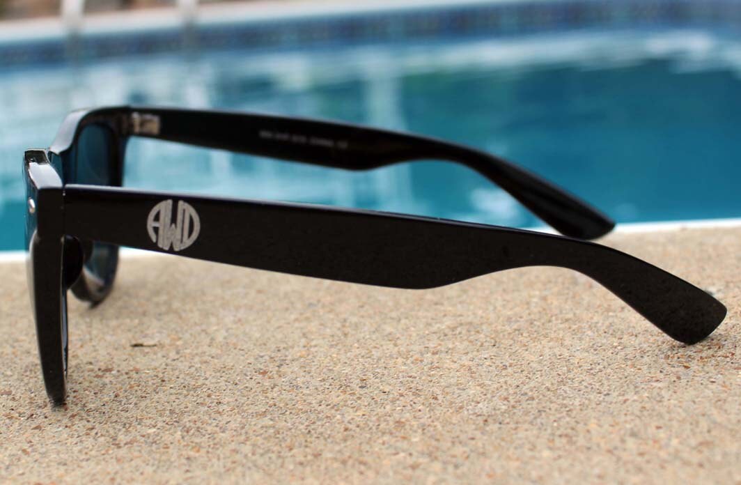 Personalized Engraved Monogrammed Black Sunglasses