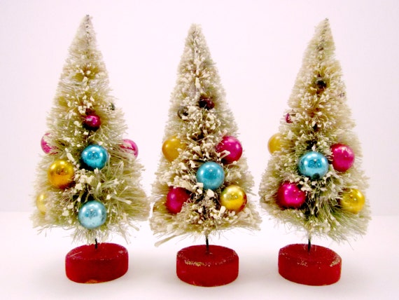 vintage sisal bottle brush christmas trees with mercury glass vintage sisal bottle brush christmas trees with mercury glass