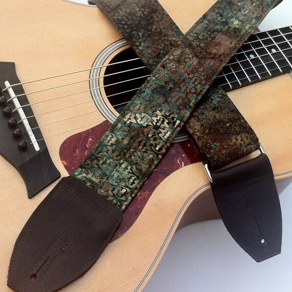 Turtle Shell Print Classic Guitar Strap with Leather Ends