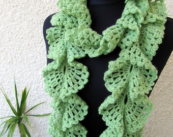 Crochet Scarf PATTERN, Ruffle Lace Scarf Pattern, Unique Crochet Scarf DIY Gift For Women, Instant Download PDF Pattern #98, Lyubava Crochet