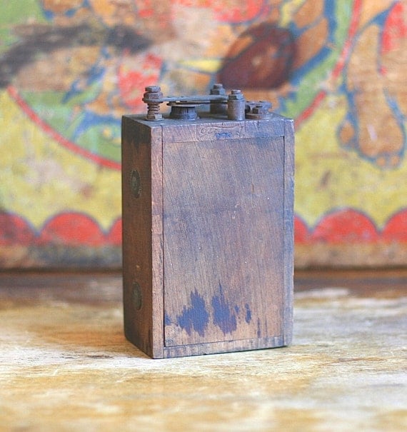 Vintage Industrial Salvage Wood Ford Battery Coil