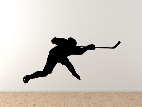 Hockey Player Slapshot Silhouette Shadow Version 5 Wall Vinyl