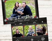 Christmas Photo Card - 5x7 printable download - Merry Christmas, blackboard, photo card, holiday, 3 photo, snowflakes, 2 sided Il_170x135