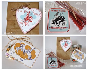 Printable Western Valentines Day Card Set - Cowboy - Cowgirl - Classroom Valentines