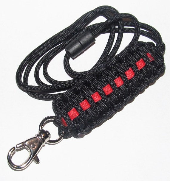 Deluxe Survival Paracord Lanyard Firefighter Thin Red Line