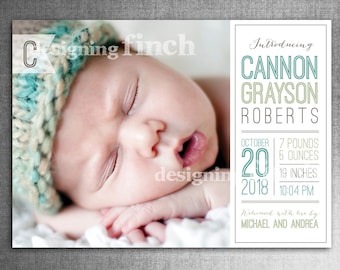 Items similar to Printable Baby Boy Birth Announcement - Love and Joy ...