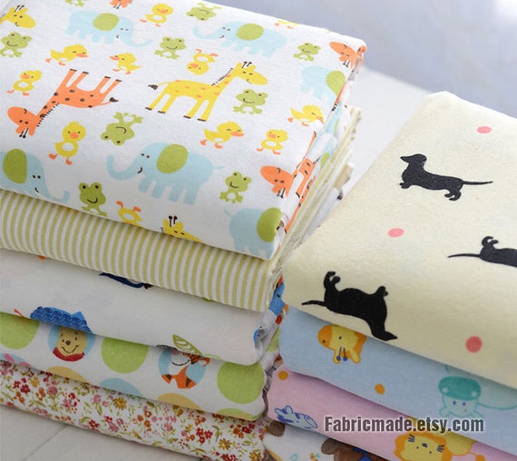 Baby Cotton Fabric Soft Flannel Cotton Fabric Kids by fabricmade