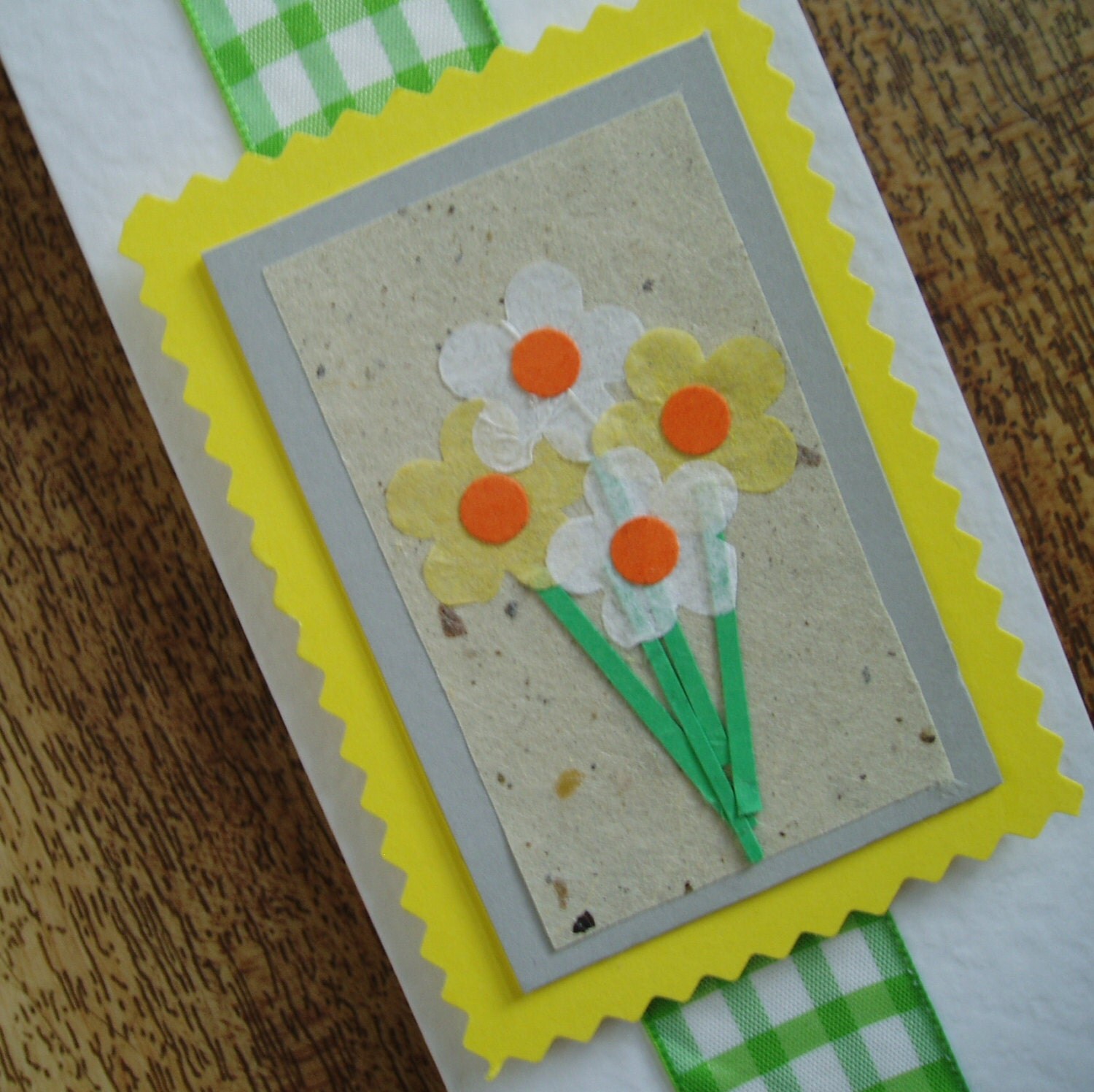 Beautiful bright springtime flowers card.Individually handmade