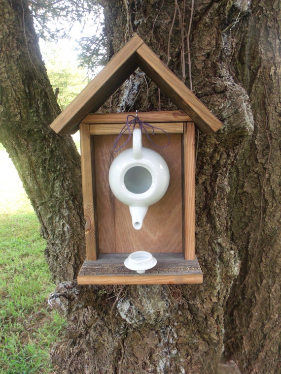 Rustic Weathered Teapot Birdhouse by on Etsy