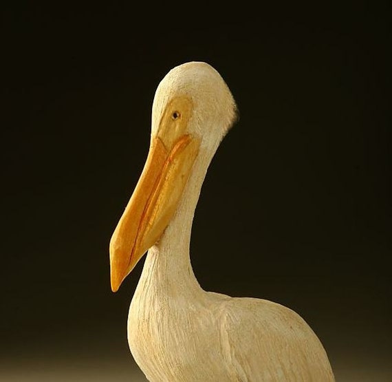 Hand Carved Pelican Small Pelican Carving Desk Sized Wood