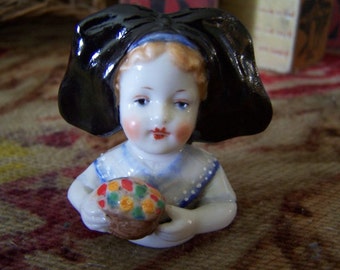 15% OFF**Half Doll Pincushion Doll Girl in Provancial Costume Vater Schofer Repro