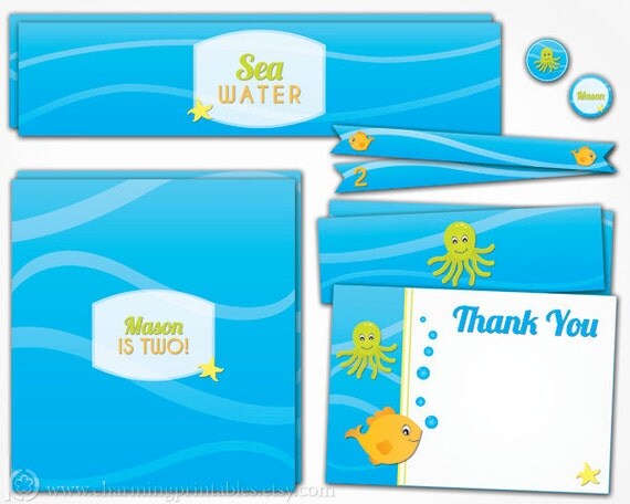 Fish Birthday - DIY Printable Party Set - Ocean, Water, Pool Party, Octopus Birthday Party - Under the Sea Party Collection Il_570xn