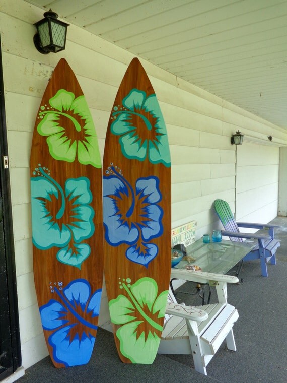 6 Foot Wood Hawaiian Surfboard Wall Art Decor or Headboard