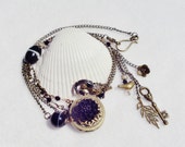 Pocket watch pendant, watch pendant, Victorian style watch adorned with Swarovski crystals, lampwork beads and charms