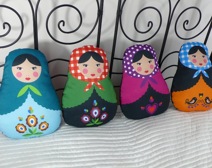 Colorful Matryoshka Doll, Purple Striped Matrioshka Pillow, Russian Doll Cushion, Gift Ideas, Home Decor, Kids Room Decoration, Folk Pattern