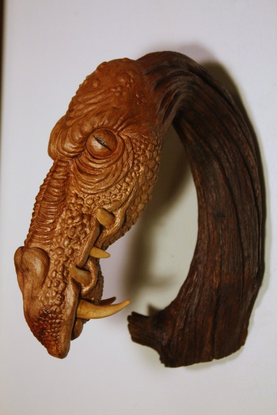 Dragon Wood Carving Hand Carved Fantasy Art Sculpture Wall