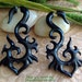 Fake Gauge Earrings, "Tribal Hearts" Hand Carved, Horn, Naturally Organic, Tribal