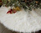 4' Shaggy White Mongolian Round Christmas Tree Skirt