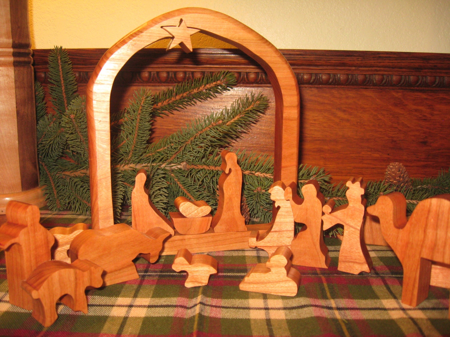 Unique Wooden Christmas Nativity Scene FREE SHIPPING