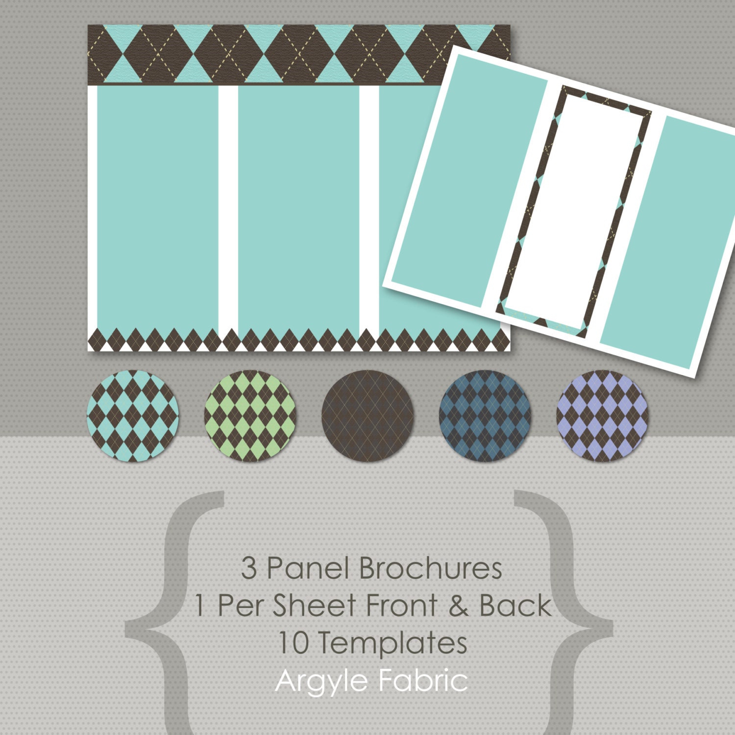 Argyle Fabric 3 Panel Brochure Templates Print At Home