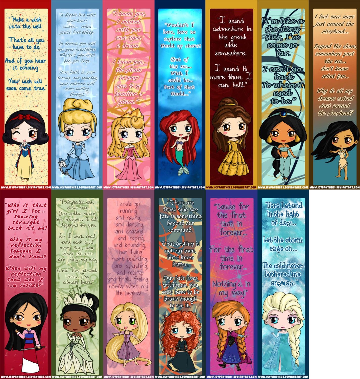 Disney Princess Bookmarks Disney Princess Chibi by IcyPanther