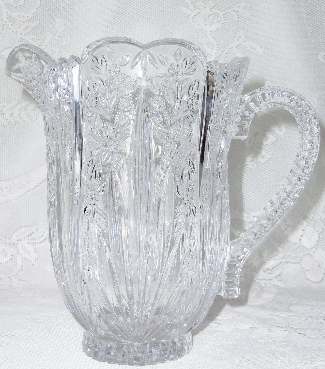 Vintage Cut Lead Crystal Pitcher Vintage Lead Crystal