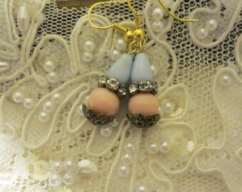 Shabby Chic Vintage Elemental Earrings, Assemblage Earrings,Mori Girl, Victorian Earrings, Downton Abbey Earrings, Edwardian Earrings