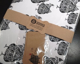 Chicken butt Christmas wrapping paper, holiday chicken butt gift paper with matching gift tags