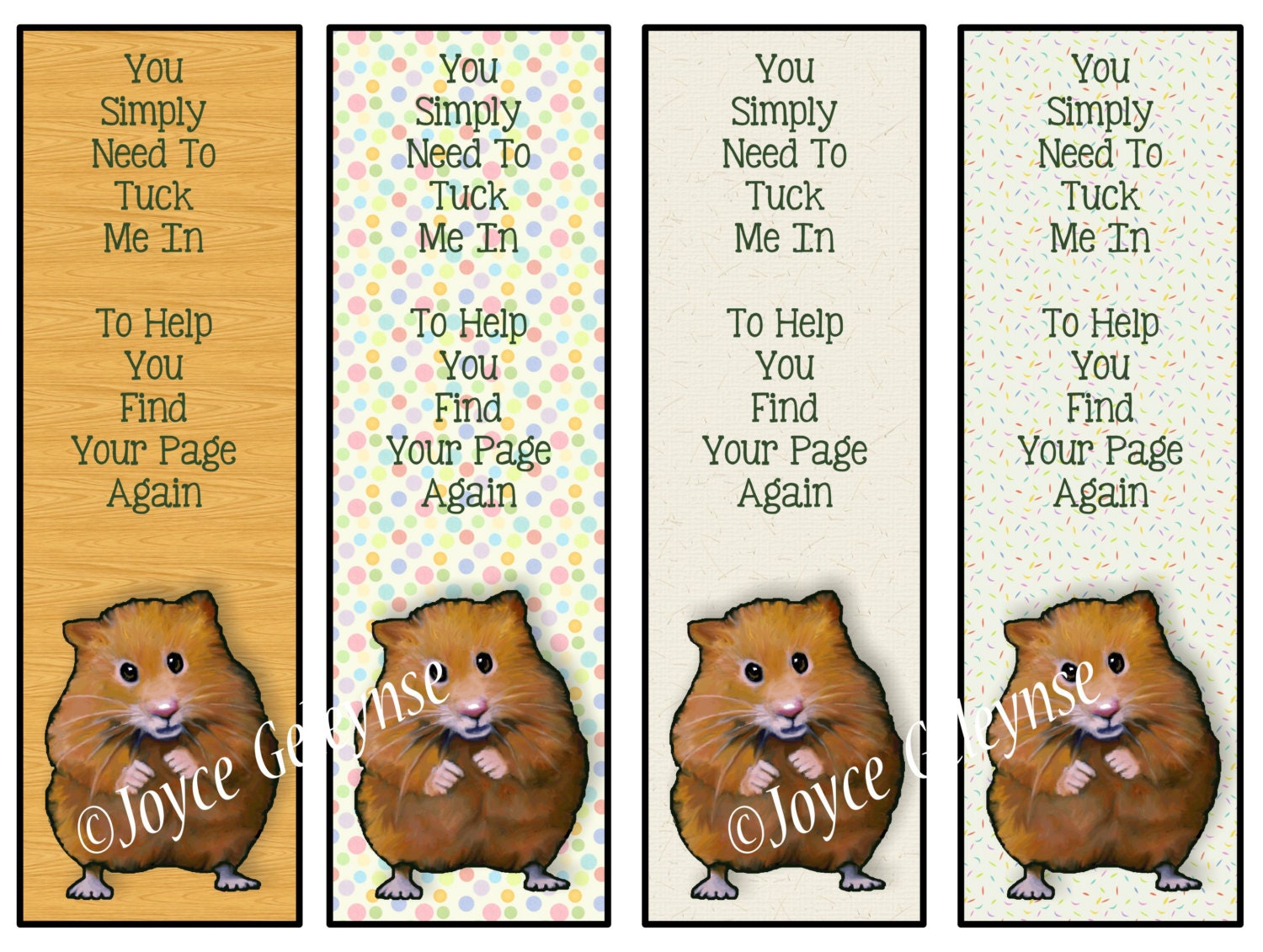 printable kids bookmarks cute hamsters little saying