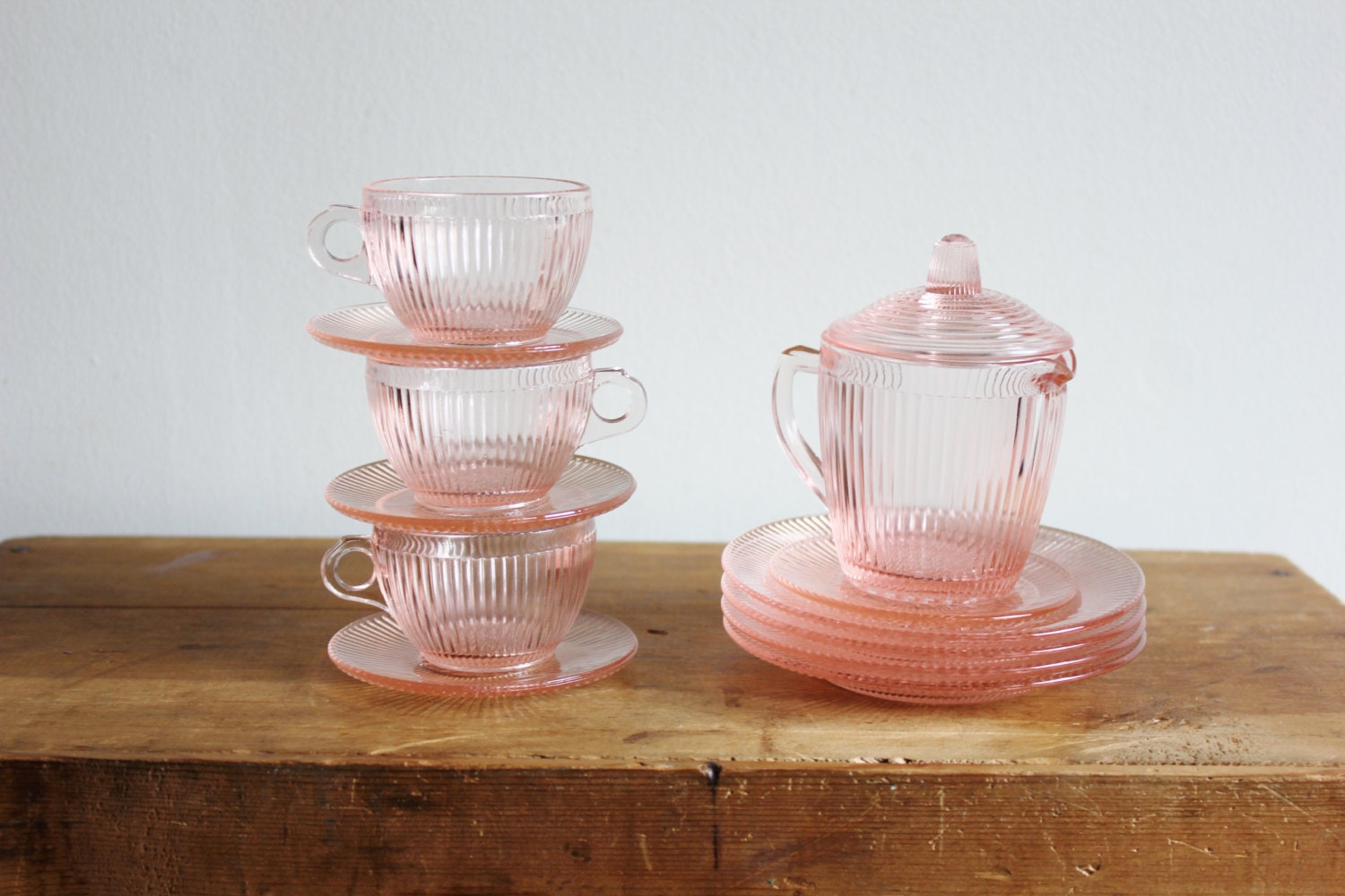 depression glass childs tea set