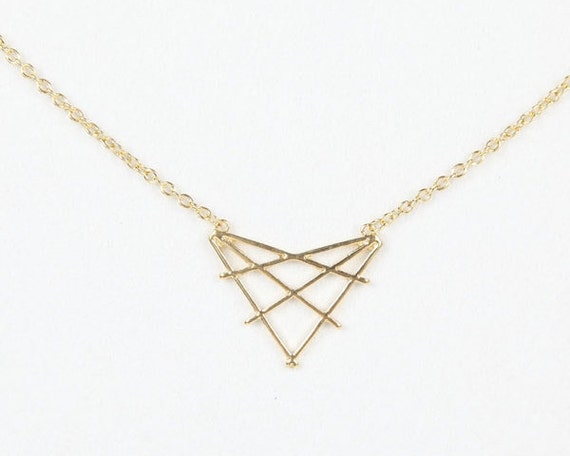 Cutout triangle necklace, geometric pendant necklace, cute necklace, woman necklace, JR0657