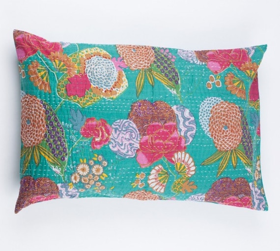 20x30 Sham Pillow Cover Turquoise Green Floral Pattern by gypsya