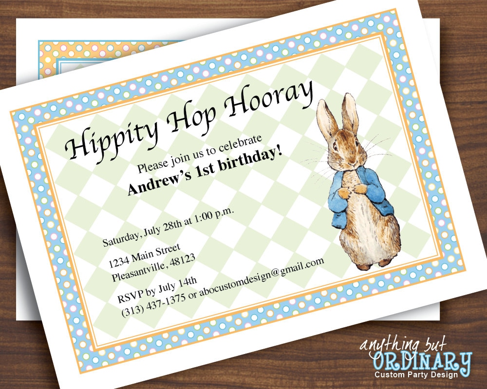 Peter Rabbit Birthday Invitation Printable Peter Rabbit