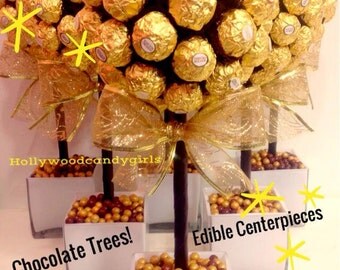 Ferrero Rocher Holiday Chocolate Brown,Gold Candy Arrangement Topiary Favors Centerpiece, Candy Buffet Decor, Wedding, Mitzvah,