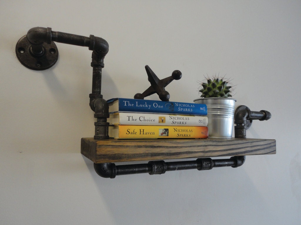 Industrial Black Iron Pipe and Reclaimed Barn Wood by Mobeedesigns