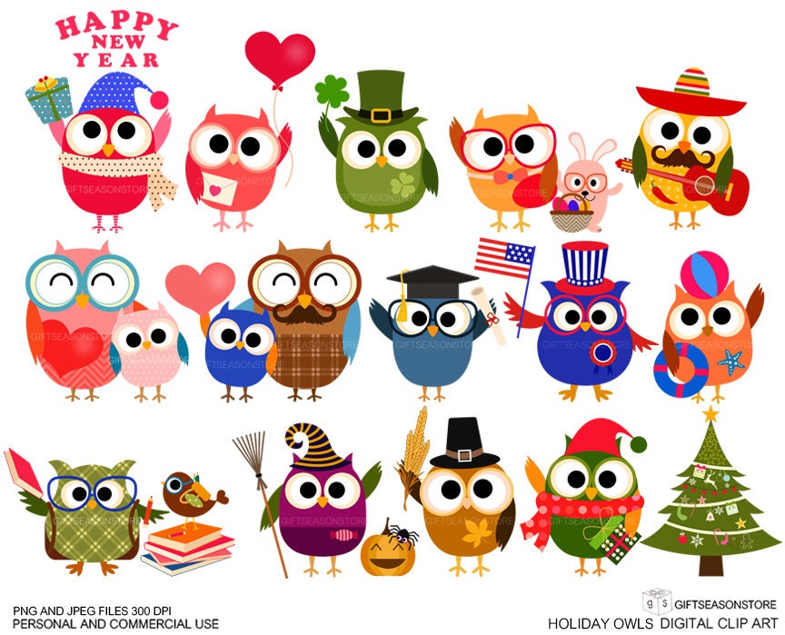 new year's owl clipart - photo #17