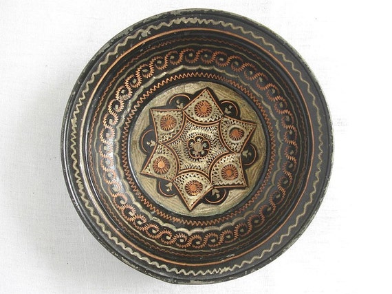 Vintage Turkish wall hanging plate copper hand by antiquesbg